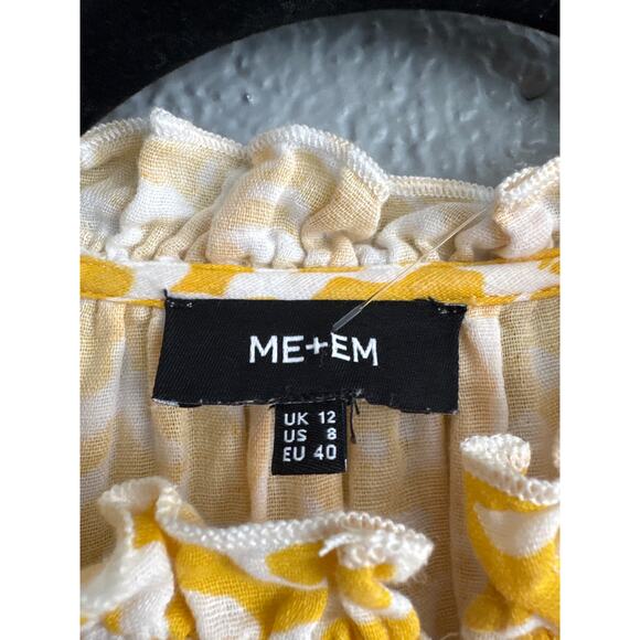 Women's Me+Em Bold Paisley Print Cheesecloth Frill Swing Dress sz 8 Boho Cottage - Picture 3 of 6